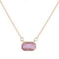 Sweet Candy Color Nature Stone Rectangular Short Chain Necklace